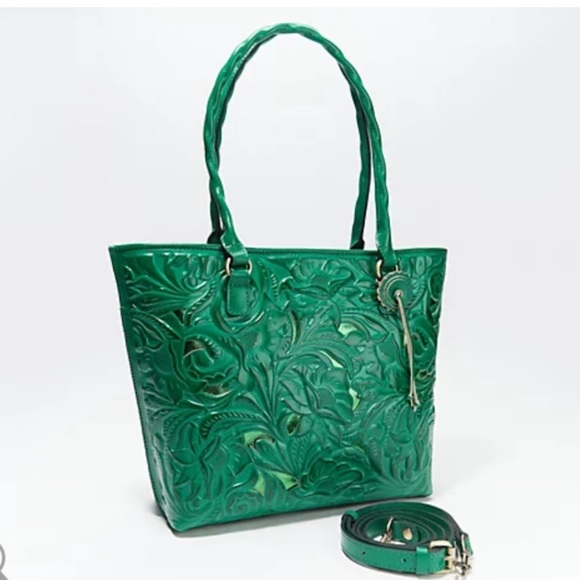 Patricia Nash Handbags - Patricia Nash Green Tooled Leather Tote